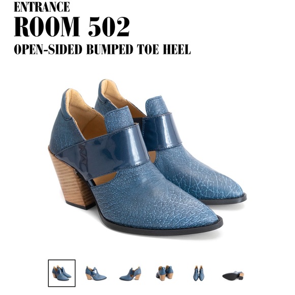 BUNDLED - Fluevog Entrance Room 502 Navy Heeled Ankle Boots - Picture 3 of 10